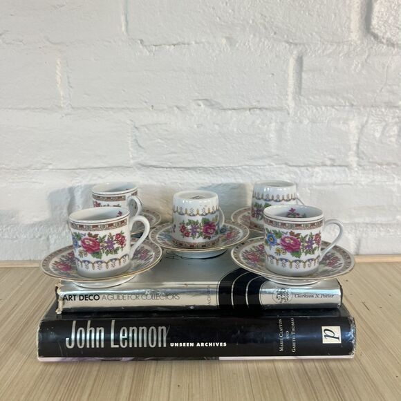 🌸 Vintage Floral Espresso Cup Set with Saucers – 5 Piece Set 🌸 - Picture 8 of 8